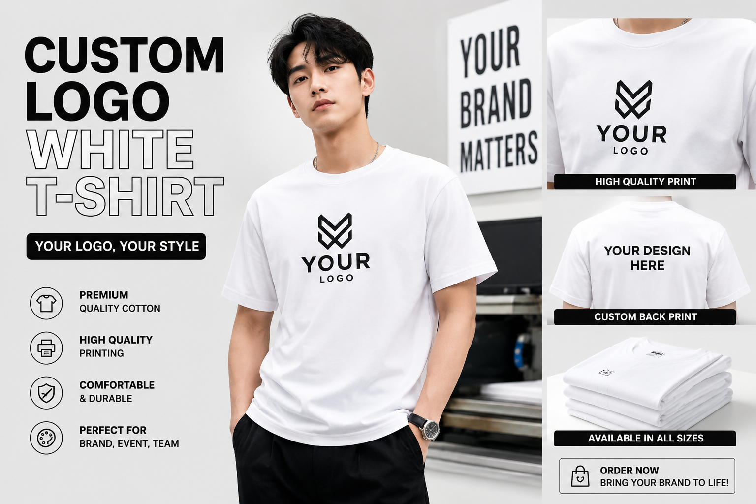 Kaos Putih Custom Logo
